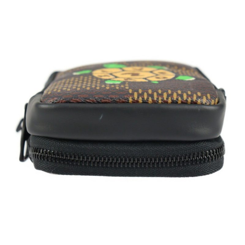 LOUIS VUITTON Double Phone Pouch NIGO Collaboration Shoulder Bag N40377 Damier Giant/Calf Leather Ebene Multi Color Black Metal Fittings Pochette Case Tortoise - Logoexplore - Image 4