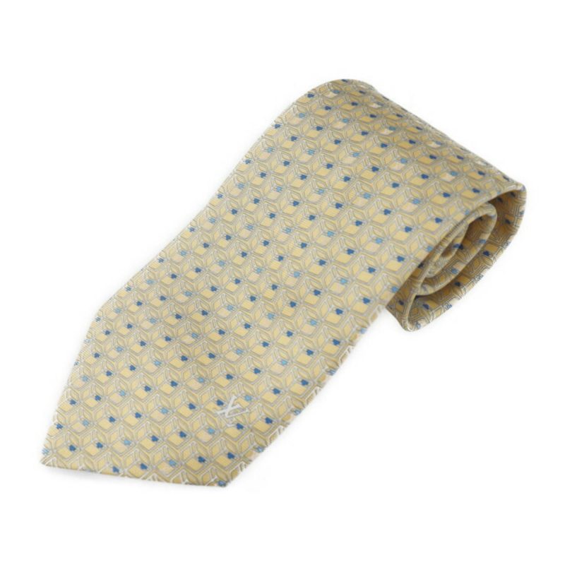 LOUIS VUITTON Cravat Cube Trunk Tie M73122 Silk Yellow Series Box Whole Pattern - Logoexplore