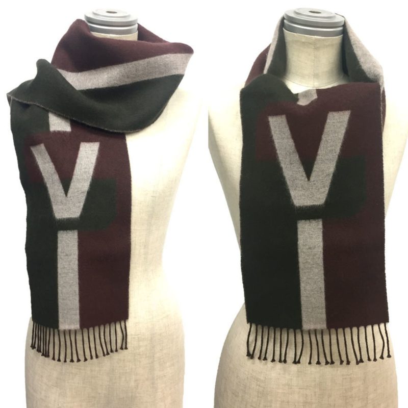 LOUIS VUITTON Escharpe V Istric Muffler Cashmere Wool Khaki x Bordeaux Men's - Logoexplore - Image 2