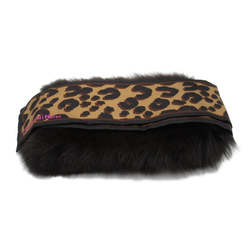 LOUIS VUITTON fur scarf Brown silk - Logoexplore