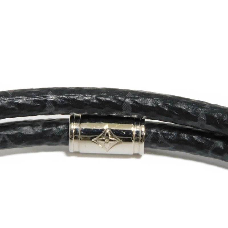 LOUIS VUITTON Bracelet LV Slide Logo Initial Flower Black Monogram Eclipse M8075Z Men's Accessories Jewelry - Logoexplore - Image 9