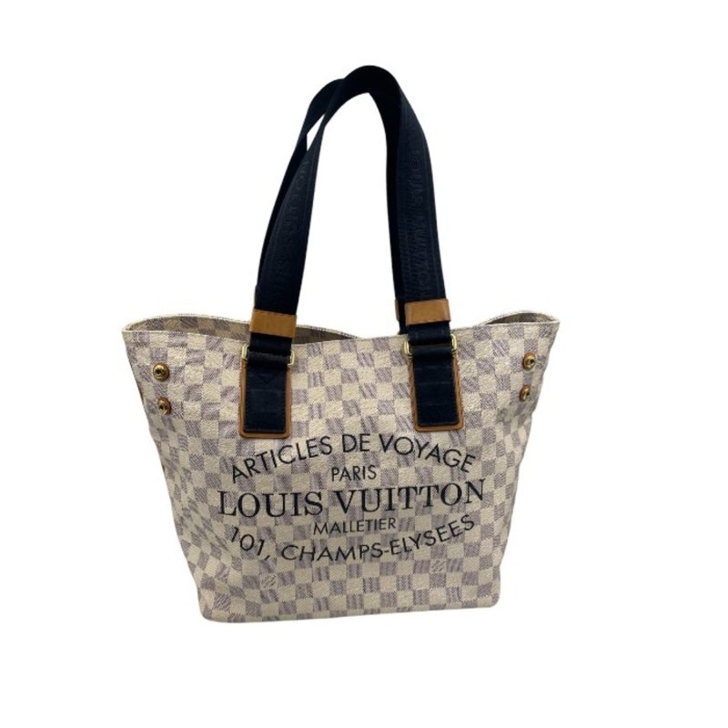 LOUIS VUITTON Damier Azur Plan Soleil Cover PM Tote Bag N41179 Ivory - Logoexplore