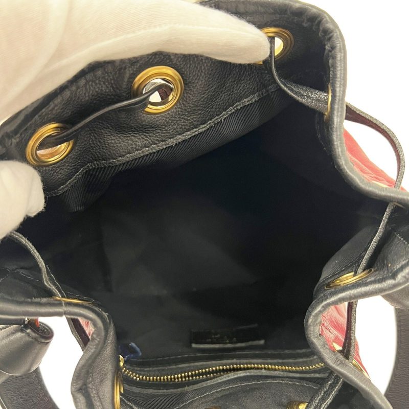 LOUIS VUITTON Dubourge Neonoe 2009 Autumn/Winter Collection Monogram Leather Handbag Studs Drawstring AR3009 Red Black - Logoexplore - Image 6