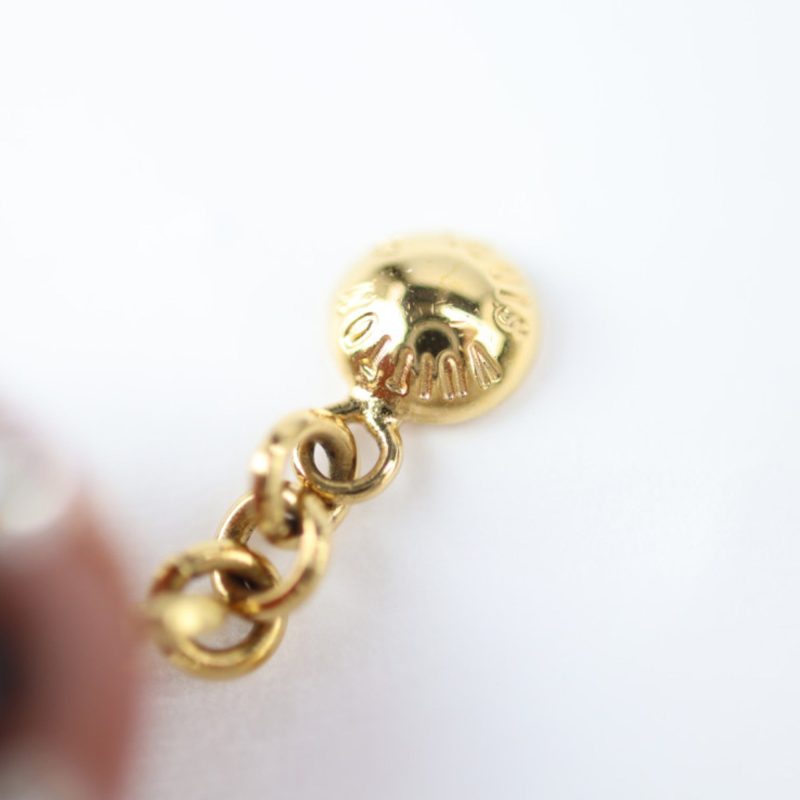 Louis Vuitton Book de Reil Magnetic Earrings M66397 Resin Rhinestone Black Khaki Brick Color Gold Hardware Round - Logoexplore - Image 6