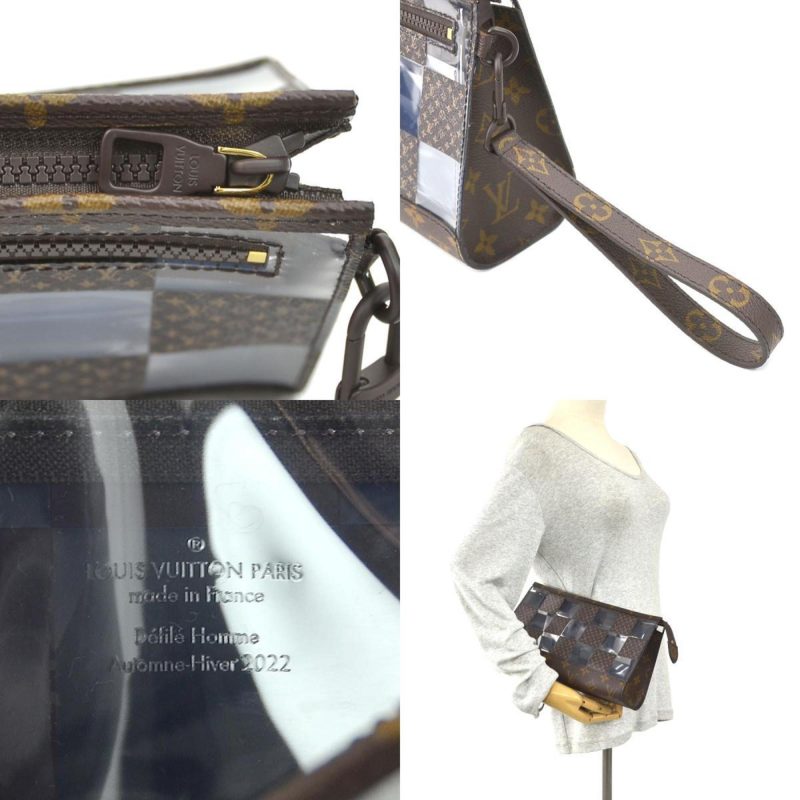 LOUIS VUITTON Clutch Bag Monogram Chess Stand Pouch PVC/Monogram Canvas Brown Men's M81588 - Logoexplore - Image 5