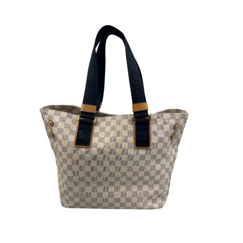 LOUIS VUITTON Damier Azur Plan Soleil Cover PM Tote Bag N41179 Ivory - Logoexplore - Image 2