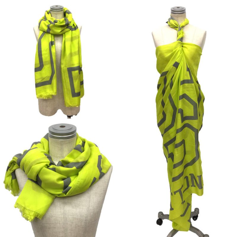LOUIS VUITTON Etole Fluo MP2152 Neon Yellow Stole Shawl Paleo Large Format Silk x Cotton - Logoexplore - Image 2