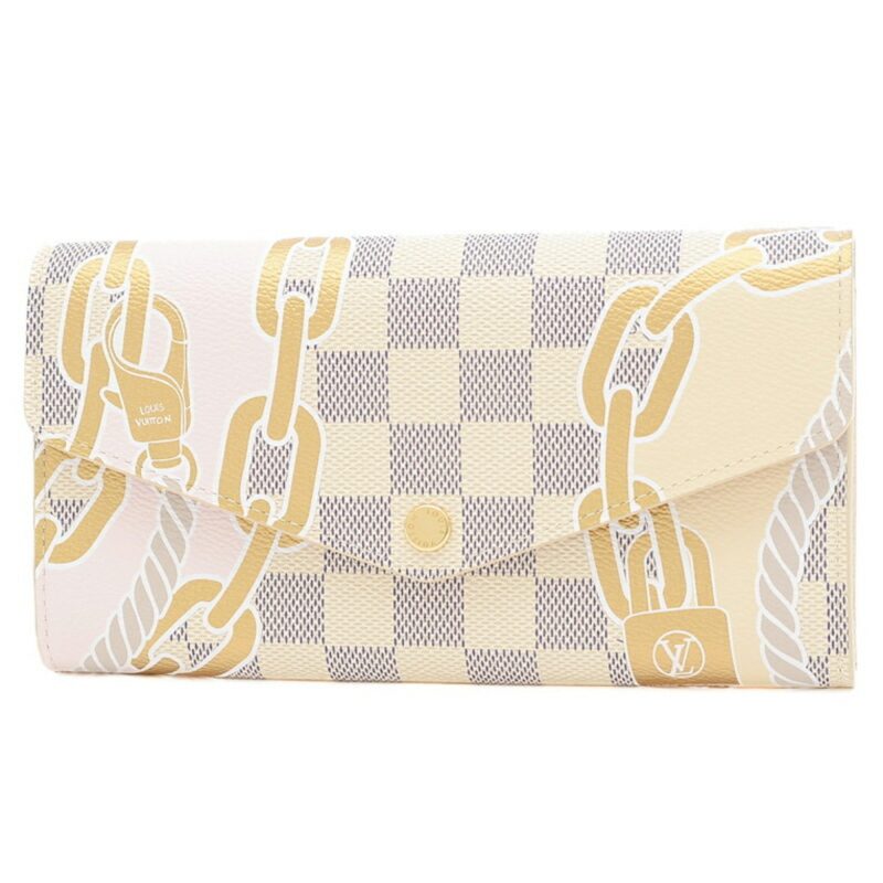 LOUIS VUITTON Damier Azur Portefeuille Sara NM Chain Pattern Zipper Long Wallet N40482 - Logoexplore