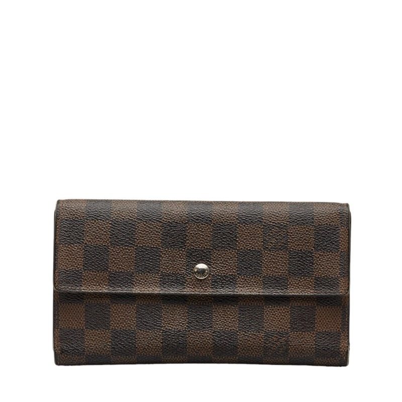 LOUIS VUITTON Damier Portefeuille International Long Wallet N61217 Ebene Brown PVC Leather Women's - Logoexplore