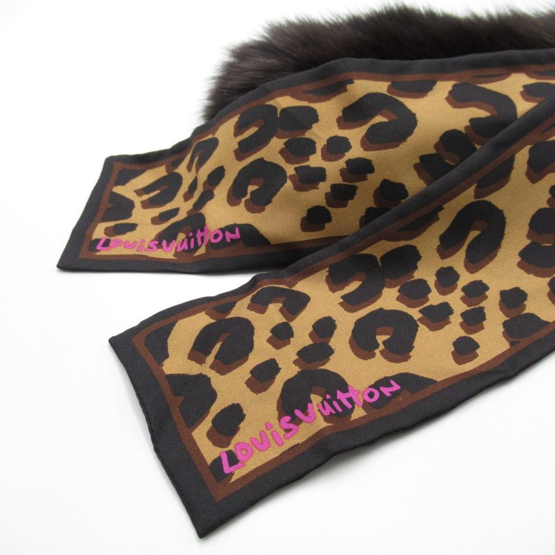 LOUIS VUITTON fur scarf Brown silk - Logoexplore - Image 5