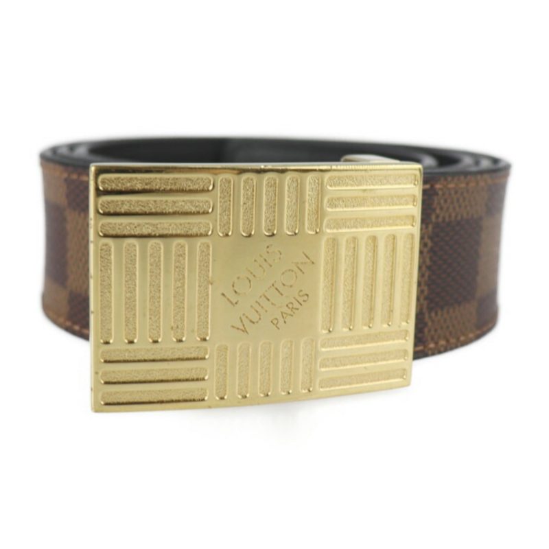 LOUIS VUITTON Centure Damier Plate Belt M0268U Notation Size 90 Canvas Infini Ebene Brown Black Reversible - Logoexplore