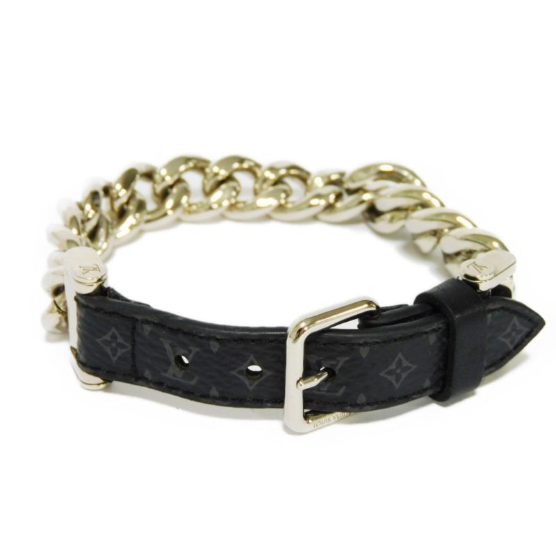 LOUIS VUITTON Bracelet Chain Monogram Eclipse Noir M64225 Men's Accessories Jewelry - Logoexplore