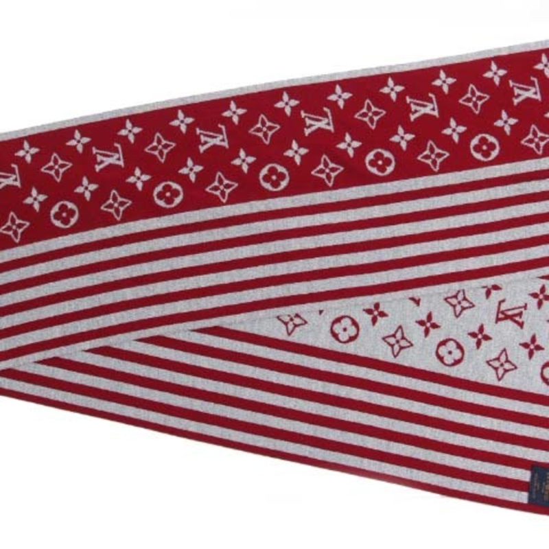 LOUIS VUITTON Escharpe Monogram Stripes muffler red x gray blue - Logoexplore - Image 5