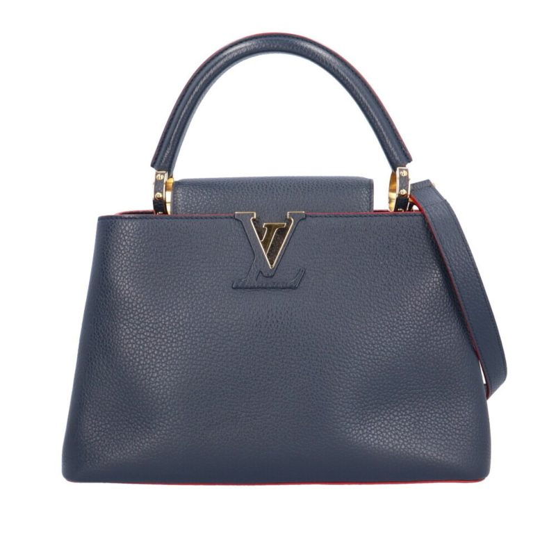 LOUIS VUITTON Capucines MM Shoulder Bag Leather M42253 Navy Ladies - Logoexplore