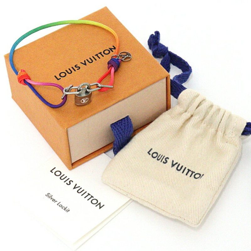 LOUIS VUITTON Brasserie Silver Lockit Virgil Abloh Rainbow Titanium Cord Bracelet Q05269 Multicolor - Logoexplore - Image 2