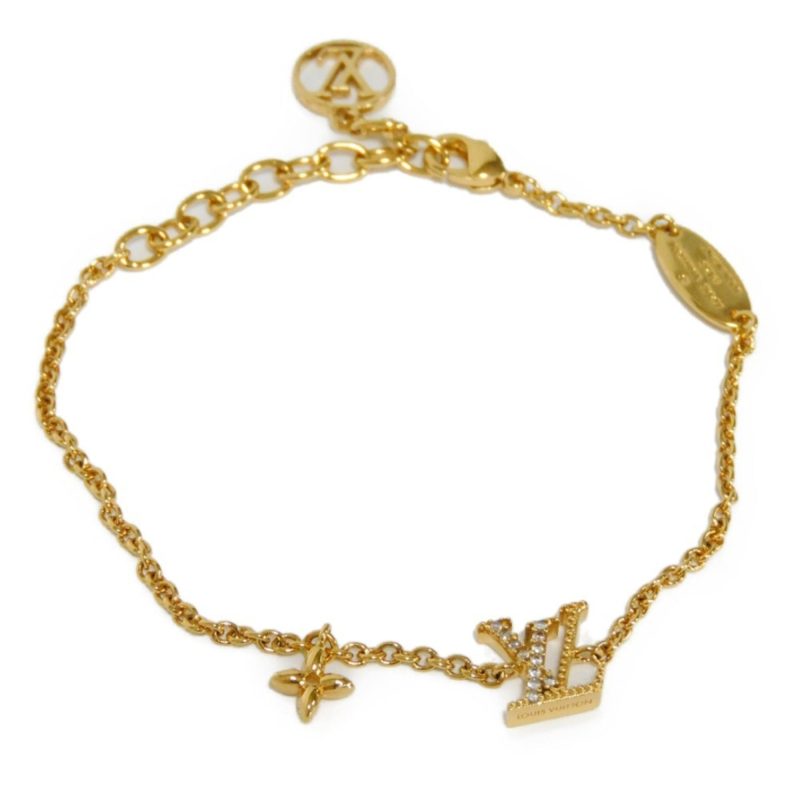 LOUIS VUITTON Bracelet LV Iconic Circle Strass Gold Monogram Flower Clear M00587 Women's Accessories Jewelry - Logoexplore