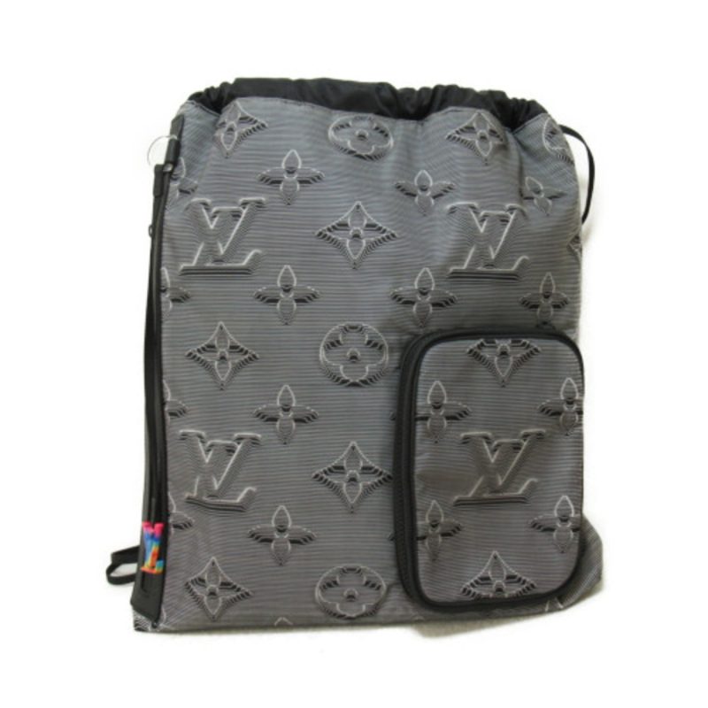 LOUIS VUITTON Drawstring Backpack Gray Textile [embossed Monogram material] M44940 - Logoexplore