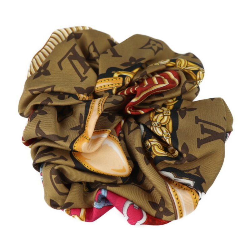 LOUIS VUITTON Chou Toro Shoe Other Fashion Goods M76954 Silk Brown Series Pink Multicolor Gold Metal Fittings Hair Rubber Accessory Ornament Clip LV Circle - Logoexplore