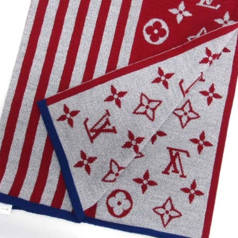 LOUIS VUITTON Escharpe Monogram Stripes muffler red x gray blue - Logoexplore - Image 6