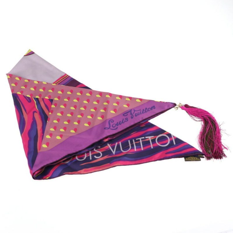 LOUIS VUITTON fringed scarf silk purple multicolor 400505 apparel accessories - Logoexplore - Image 2