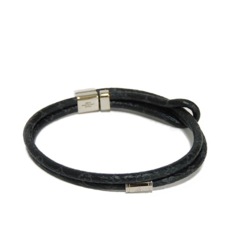 LOUIS VUITTON Bracelet LV Slide Logo Initial Flower Black Monogram Eclipse M8075Z Men's Accessories Jewelry - Logoexplore - Image 3