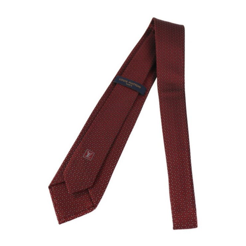 LOUIS VUITTON Cravat Echo Vie Tie M70983 Silk Bordeaux Black White Logo - Logoexplore - Image 6