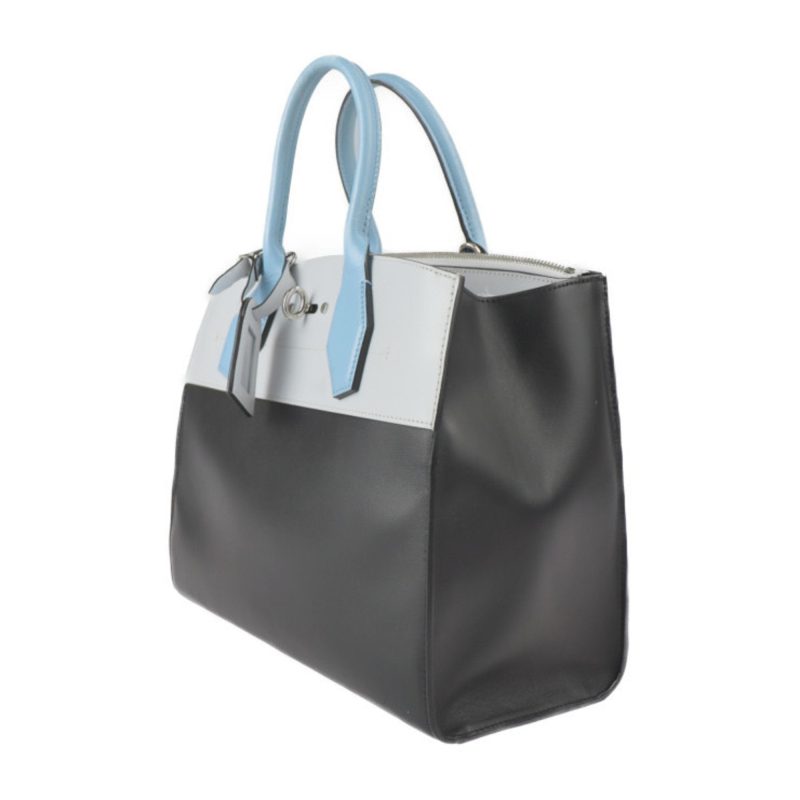 Louis Vuitton City Steamer MM Handbag M42435 Leather Black Gray Blue Silver Hardware 2WAY Shoulder Bag Tote - Logoexplore - Image 2