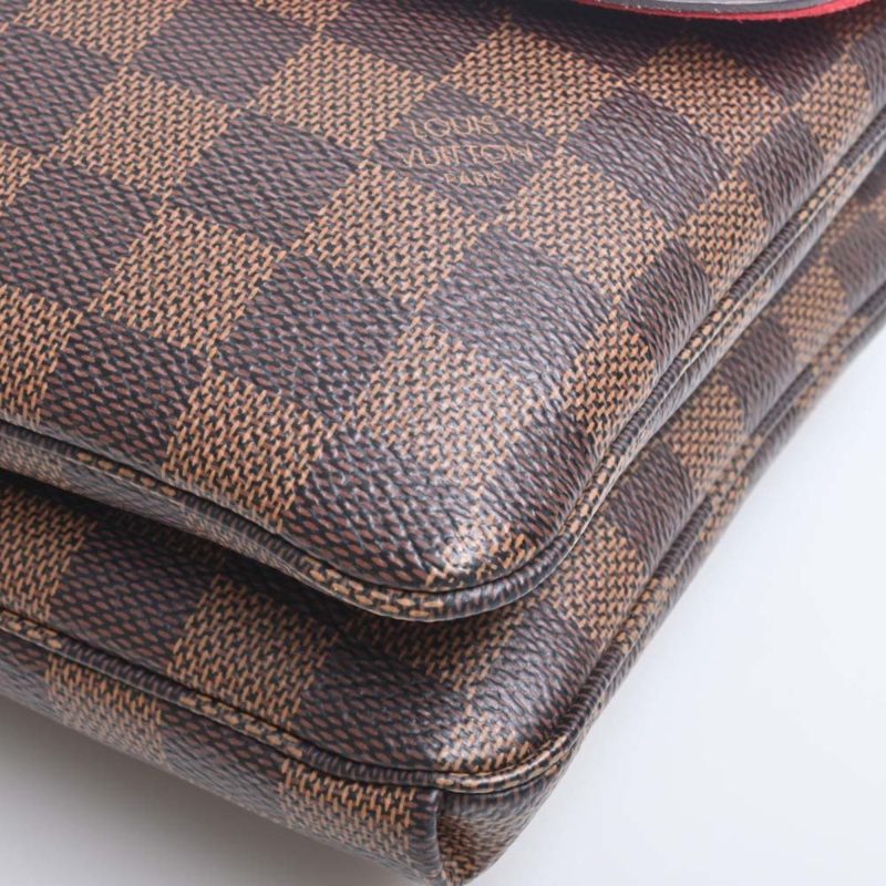 LOUIS VUITTON Damier Twice Shoulder Bag N48259 Brown/Red Ladies - Logoexplore - Image 3