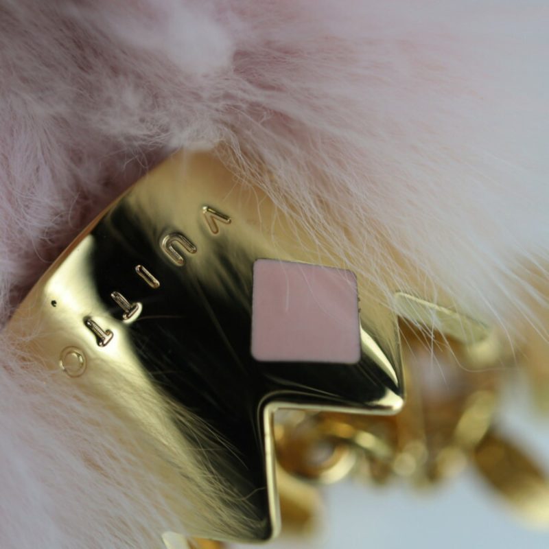 LOUIS VUITTON Fluffy Keychain M67371 Rabbit Fur Metal Rose Claire Bag Charm - Logoexplore - Image 5