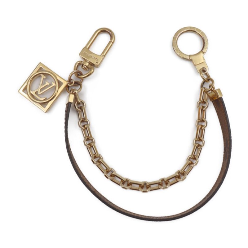LOUIS VUITTON Chenne Dauphine Keychain M69553 Monogram Reverse Canvas Brown Gold Hardware Key Ring Bag Charm - Logoexplore