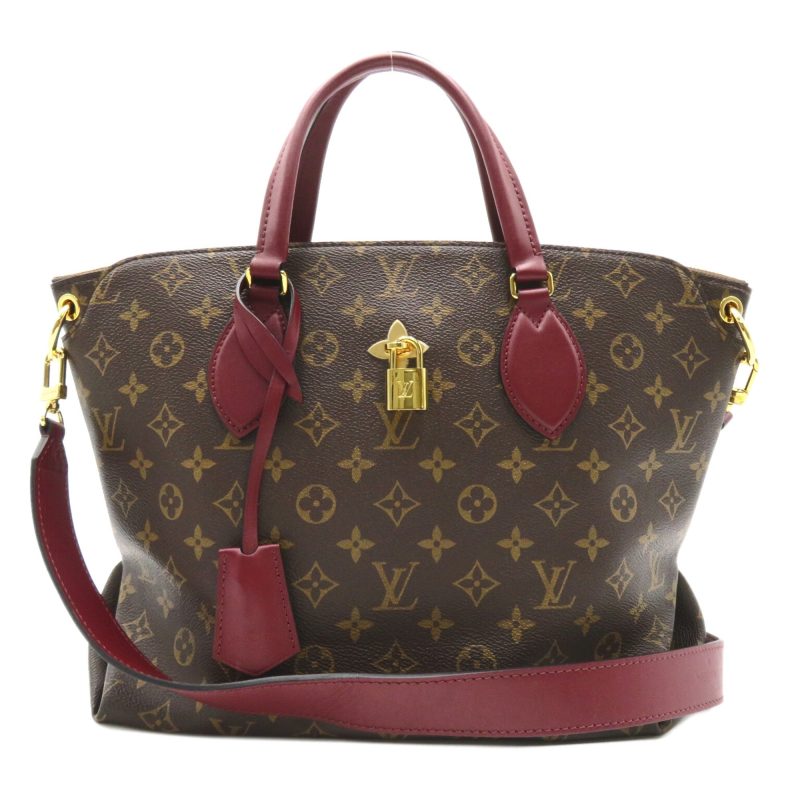 LOUIS VUITTON Flower zip tote MM Brown Red Bordeaux Monogram PVC coated canvas leather M44348 - Logoexplore