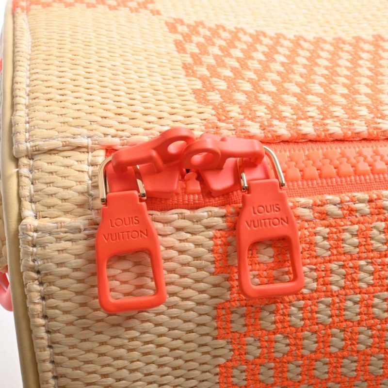 LOUIS VUITTON Damier Giant Raffia Keepall Bandouliere 50 Handbag Boston Bag M57419 Beige Orange Ladies - Logoexplore - Image 10