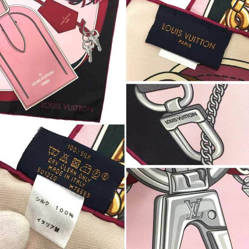 LOUIS VUITTON Carre All The Straps M76653 Scarf 100% Silk Rose Pink - Logoexplore - Image 4