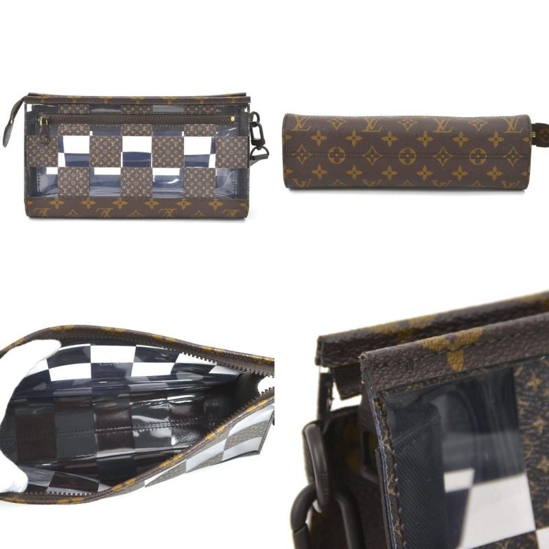 LOUIS VUITTON Clutch Bag Monogram Chess Stand Pouch PVC/Monogram Canvas Brown Men's M81588 - Logoexplore - Image 3