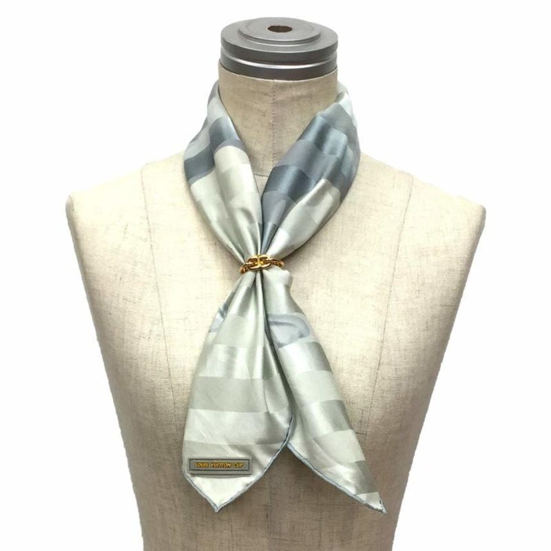 LOUIS VUITTON Cup 2000 limited scarf muffler bandana kiwi bird neckerchief Kare silk 100% light gray - Logoexplore - Image 2