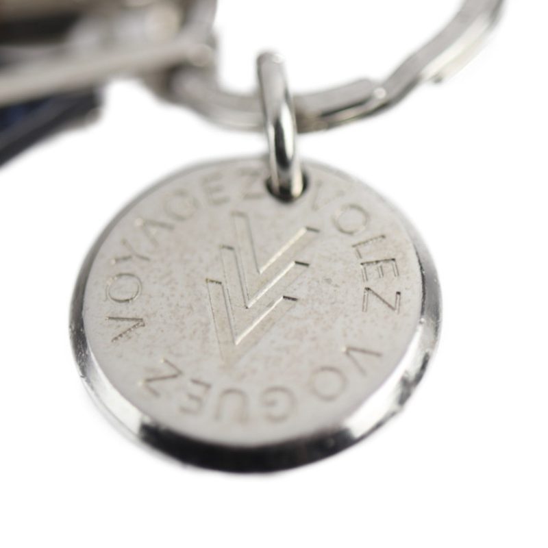 LOUIS VUITTON Dreaming Charms Keychain MP1776 Metal Leather Silver Navy Key Ring - Logoexplore - Image 3