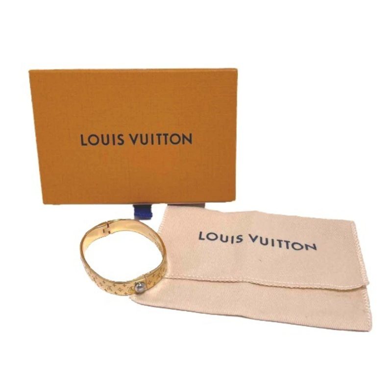 LOUIS VUITTON Cuff Nanogram Monogram S Size M00251  Gold Bracelet LV - Logoexplore