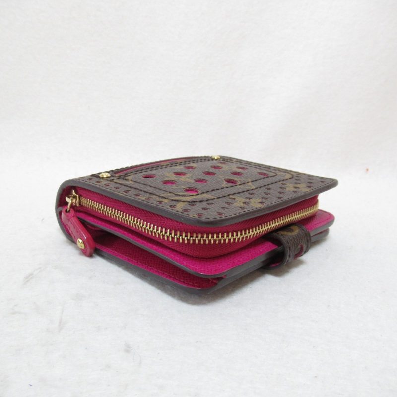 LOUIS VUITTON Compact Zip Round Wallet Brown Fuschia PVC coated canvas M95188 - Logoexplore - Image 4