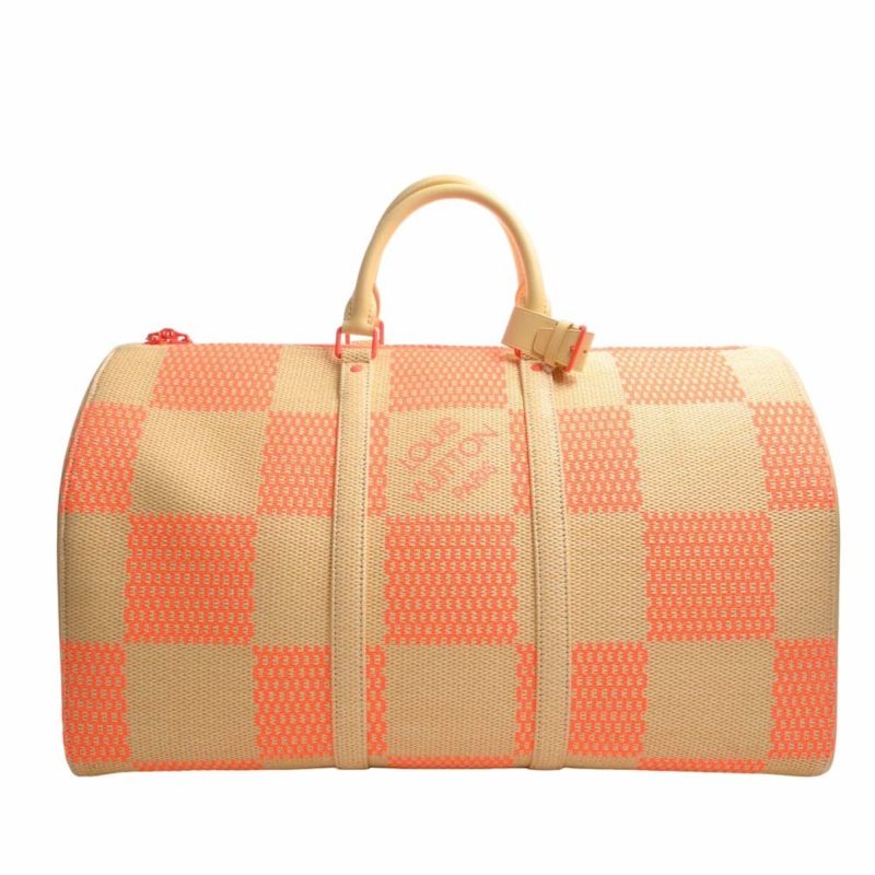 LOUIS VUITTON Damier Giant Raffia Keepall Bandouliere 50 Handbag Boston Bag M57419 Beige Orange Ladies - Logoexplore - Image 2