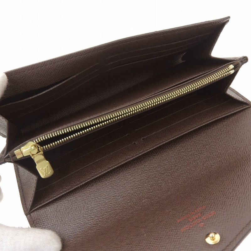 Louis Vuitton Damier Portefeuille Sarah long wallet with hook Ebene N63209 - Logoexplore - Image 7