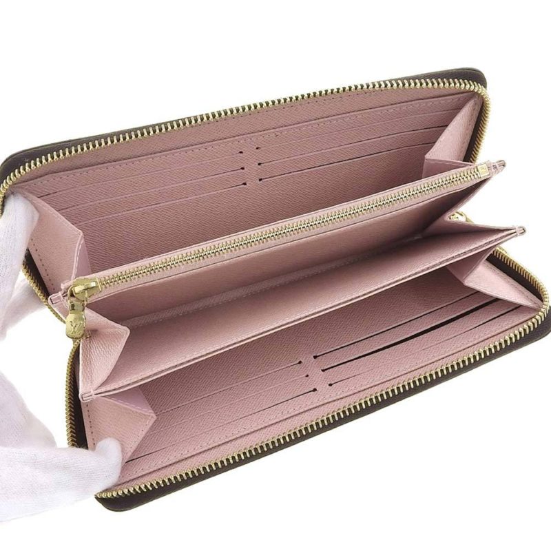 LOUIS VUITTON Damier Zippy Round Long Wallet Ebene Rose Ballerine N60046 - Logoexplore - Image 3