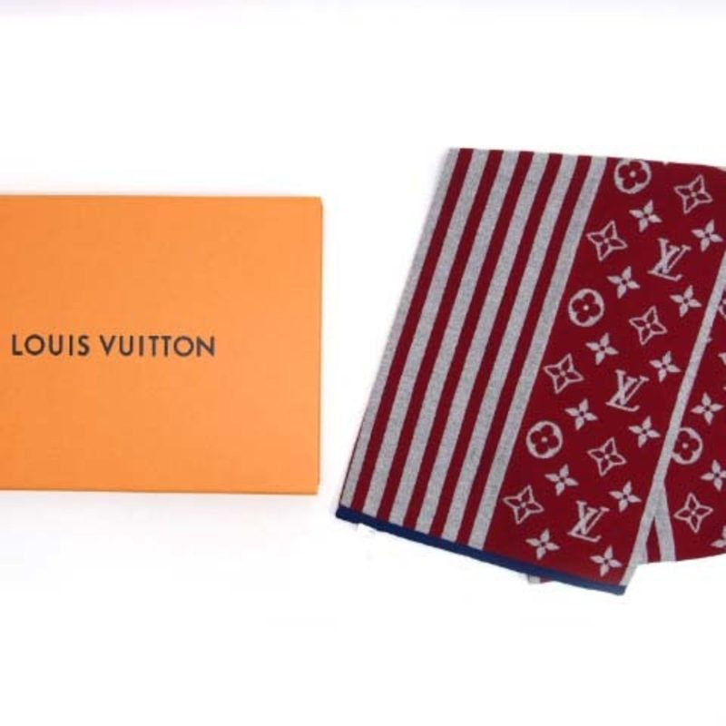 LOUIS VUITTON Escharpe Monogram Stripes muffler red x gray blue - Logoexplore - Image 3