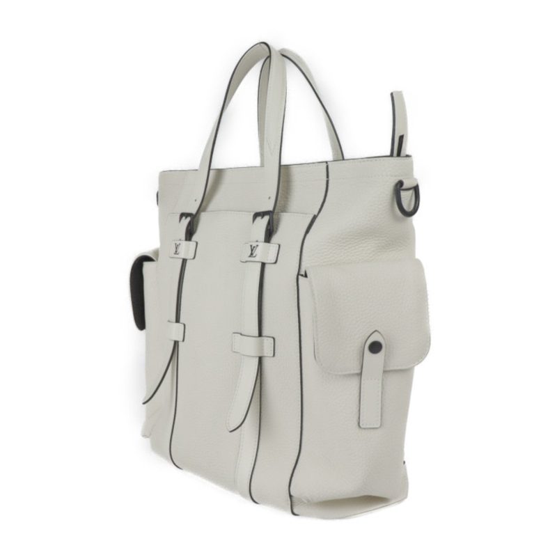 LOUIS VUITTON Christopher Tote Bag M58477 Taurillon Leather Bronne White Matte Black Hardware 2WAY Shoulder - Logoexplore - Image 2