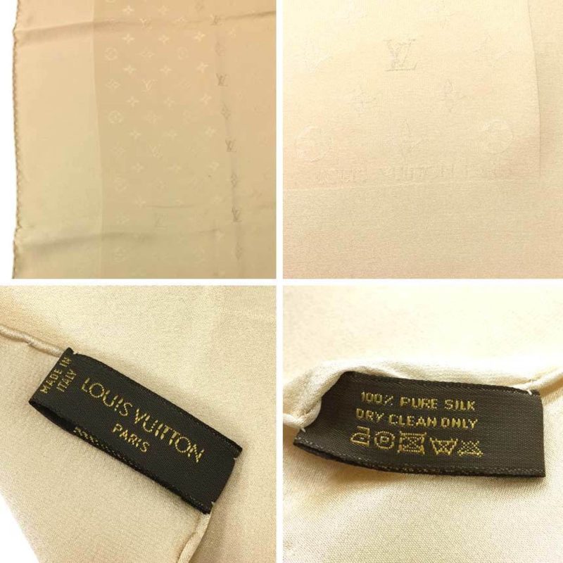 LOUIS VUITTON Carre Monaco M71146 Scarf Monogram Beige Silk 100% Unisex - Logoexplore - Image 3