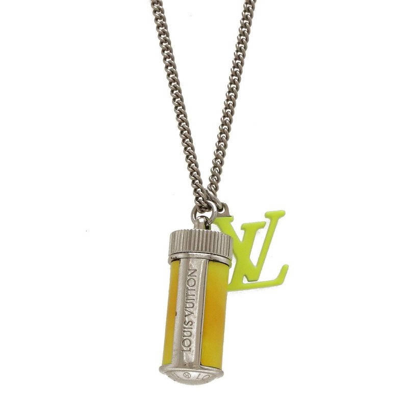 LOUIS VUITTON Collier LV Fluo Necklace Pendant Jaune Neon Yellow Metal Silver Color MP2143 - Logoexplore