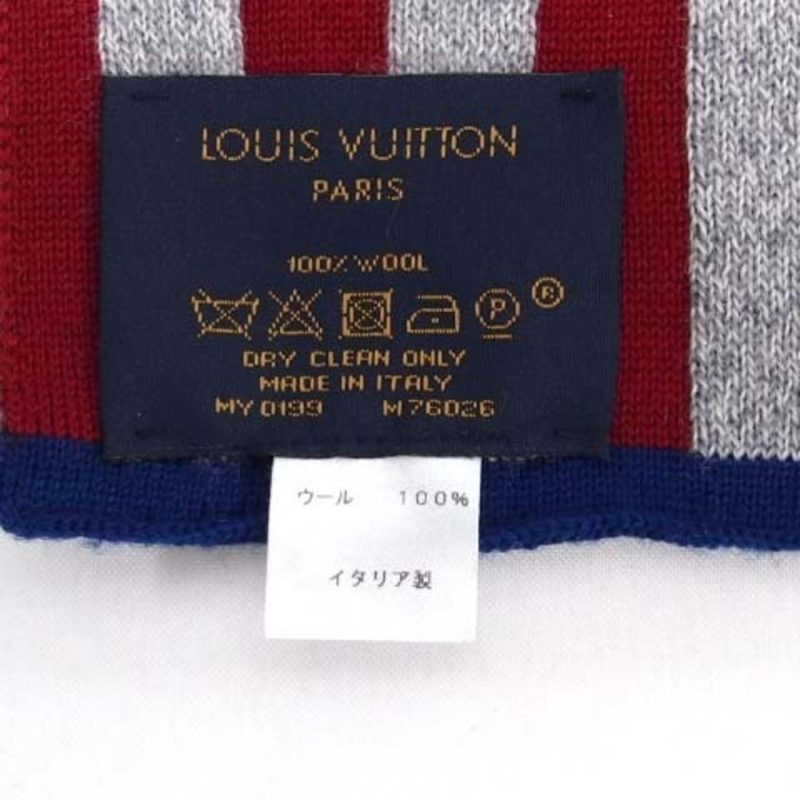 LOUIS VUITTON Escharpe Monogram Stripes muffler red x gray blue - Logoexplore - Image 7