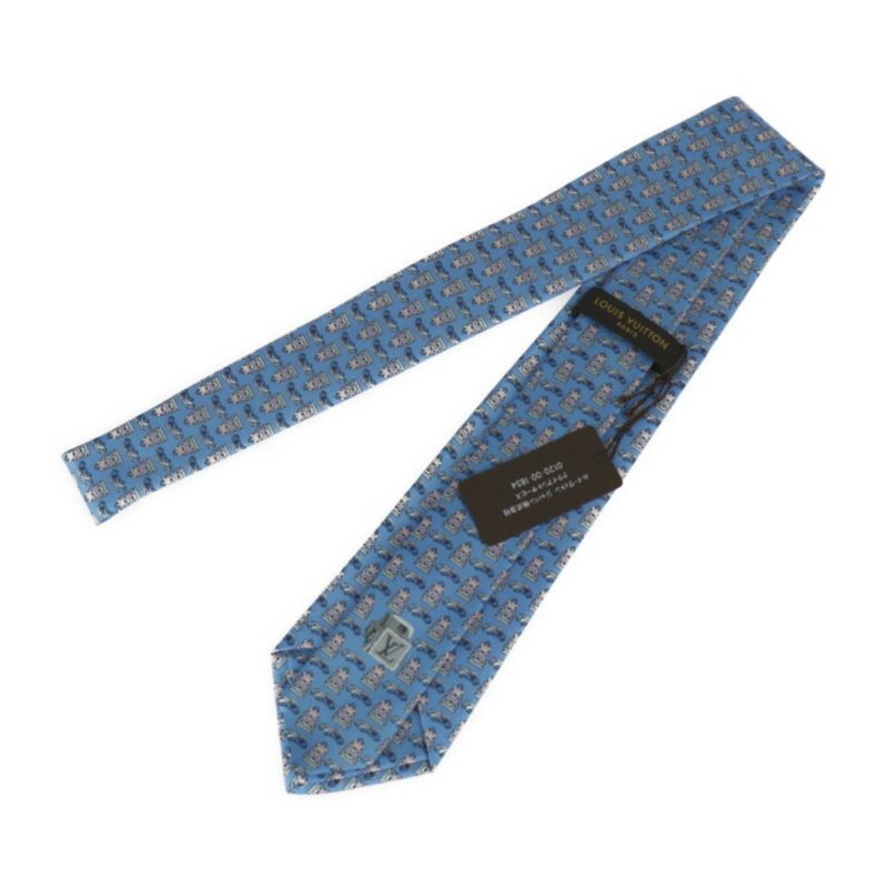 LOUIS VUITTON Cravat Globetrot Cars Tie M78558 Silk 100% Light Blue System Trunk x Car Pattern - Logoexplore - Image 3
