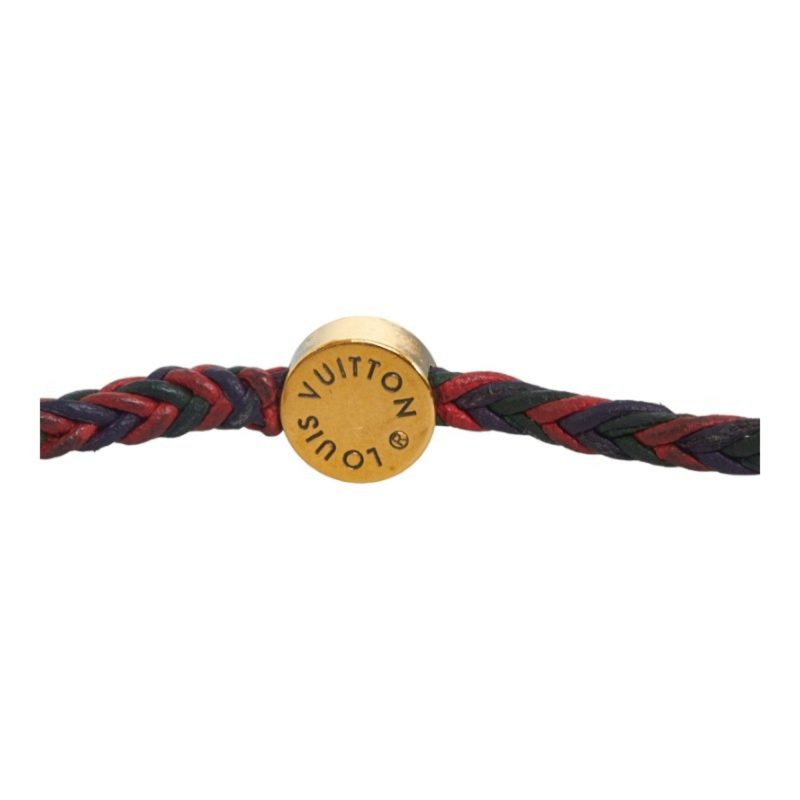 LOUIS VUITTON Brass Reflex Friendship Bangle Bracelet MP234E Red Black Gold Leather Women's - Logoexplore - Image 6
