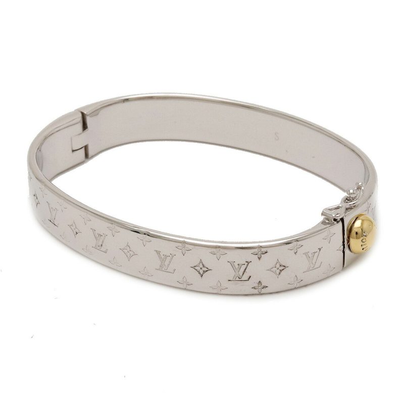 LOUIS VUITTON Cuff Nanogram Bangle Bracelet #S S Size Metal Silver Color M00249 - Logoexplore