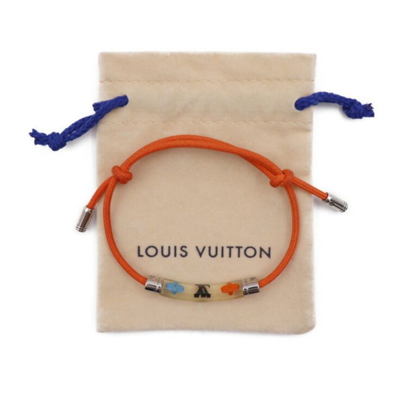 LOUIS VUITTON Bracelet LV Inclusion M69455 Nylon Cord x Resin Orange Silver Hardware Monogram - Logoexplore - Image 9